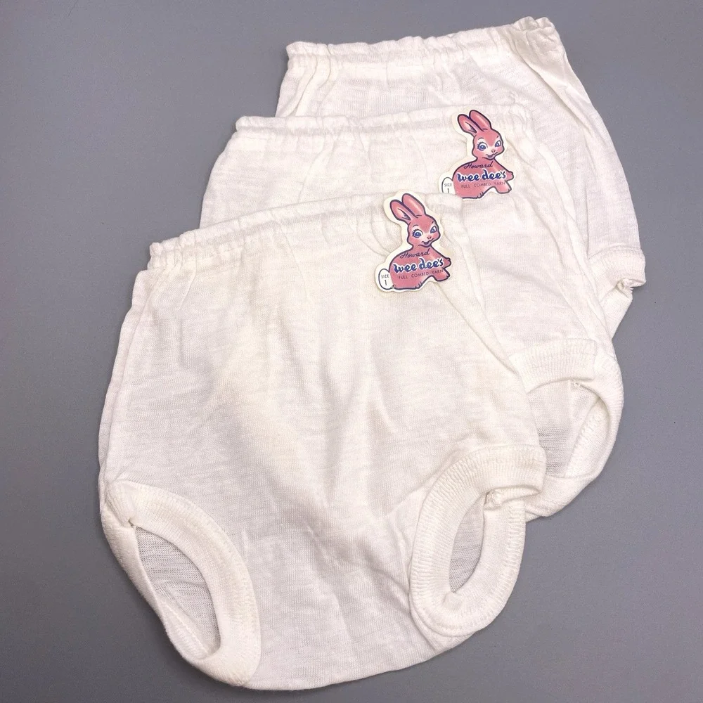 (3) Vtg Toddler Girl Soft Cotton Briefs‎ Panties Underwear Sz 1 Wee Dee's RARE